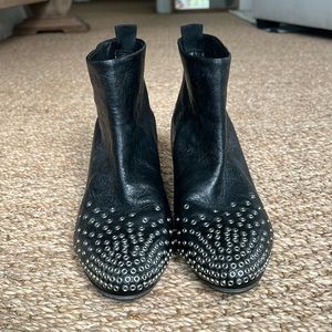 See By Chloe black leather booties with grommets size 38